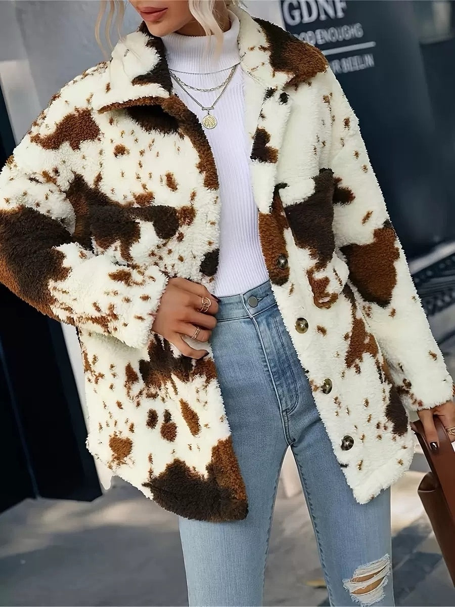 Double-sided Plush Cow Pocket Top Jacket